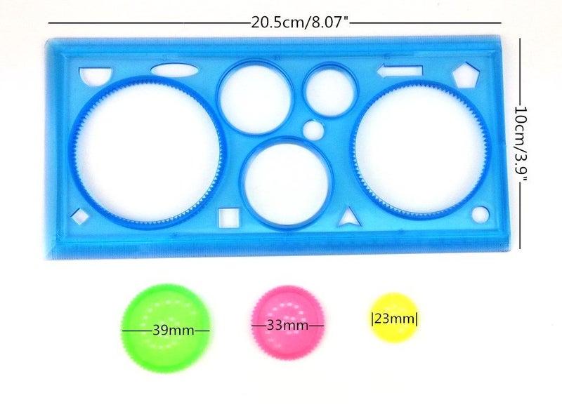 yueton 4pcs Transparent Colorful Plastic Washable Drawing Painting Graphics Stencils Scale Template Sets for Kid Craft, School Project - Image 3